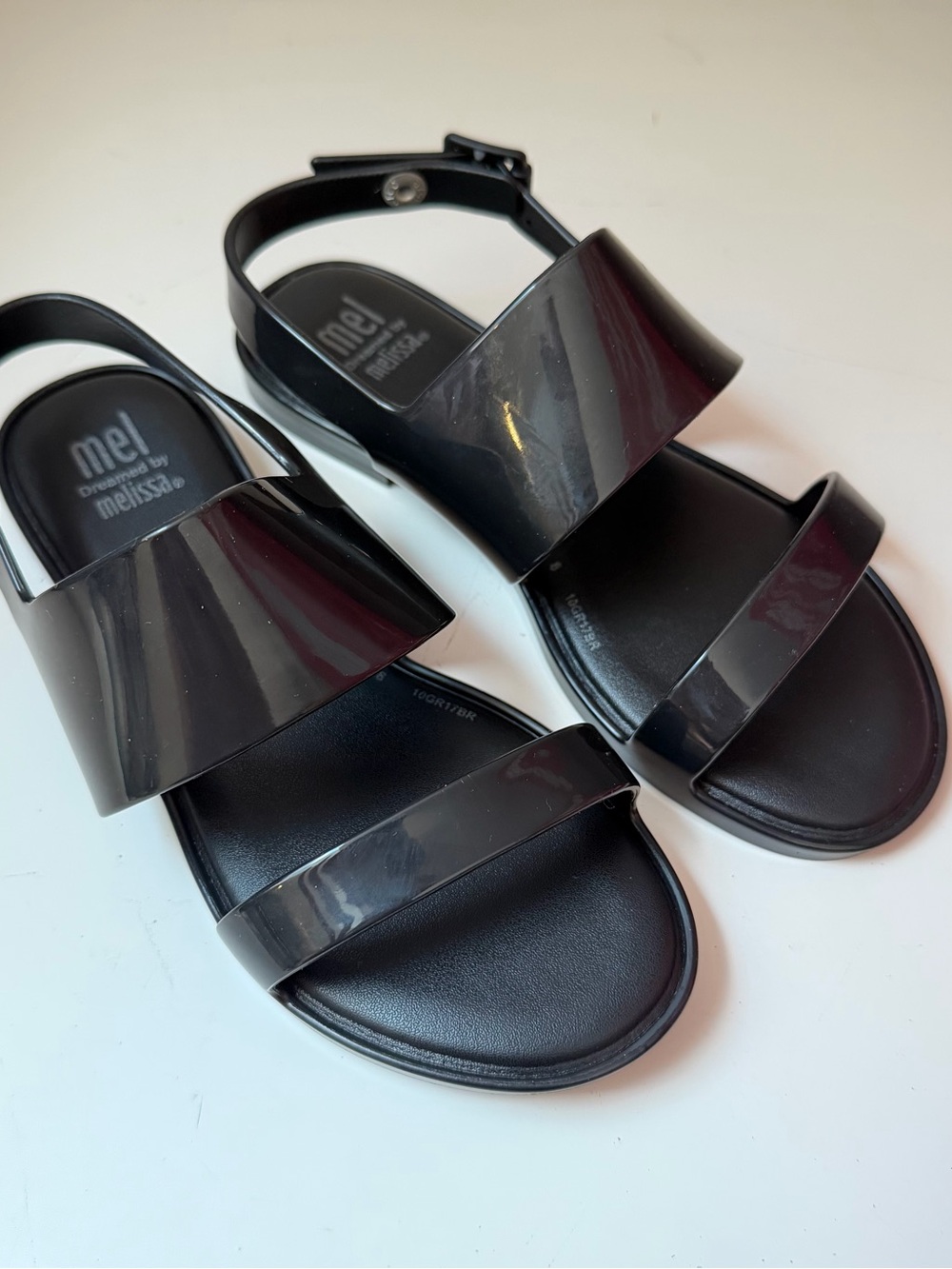 Mini Melissa Mel Dreamed By Melissa Black Double-Strap Jelly Sandals